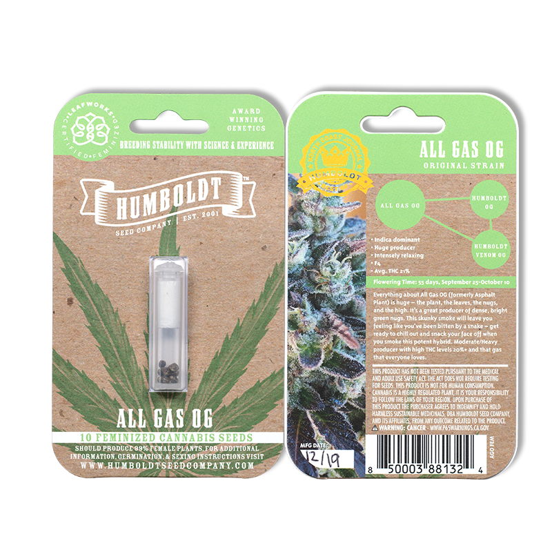All Gas O.G. F4 (Humboldt OG x Humboldt Venon OG) 10 Feminized Seeds