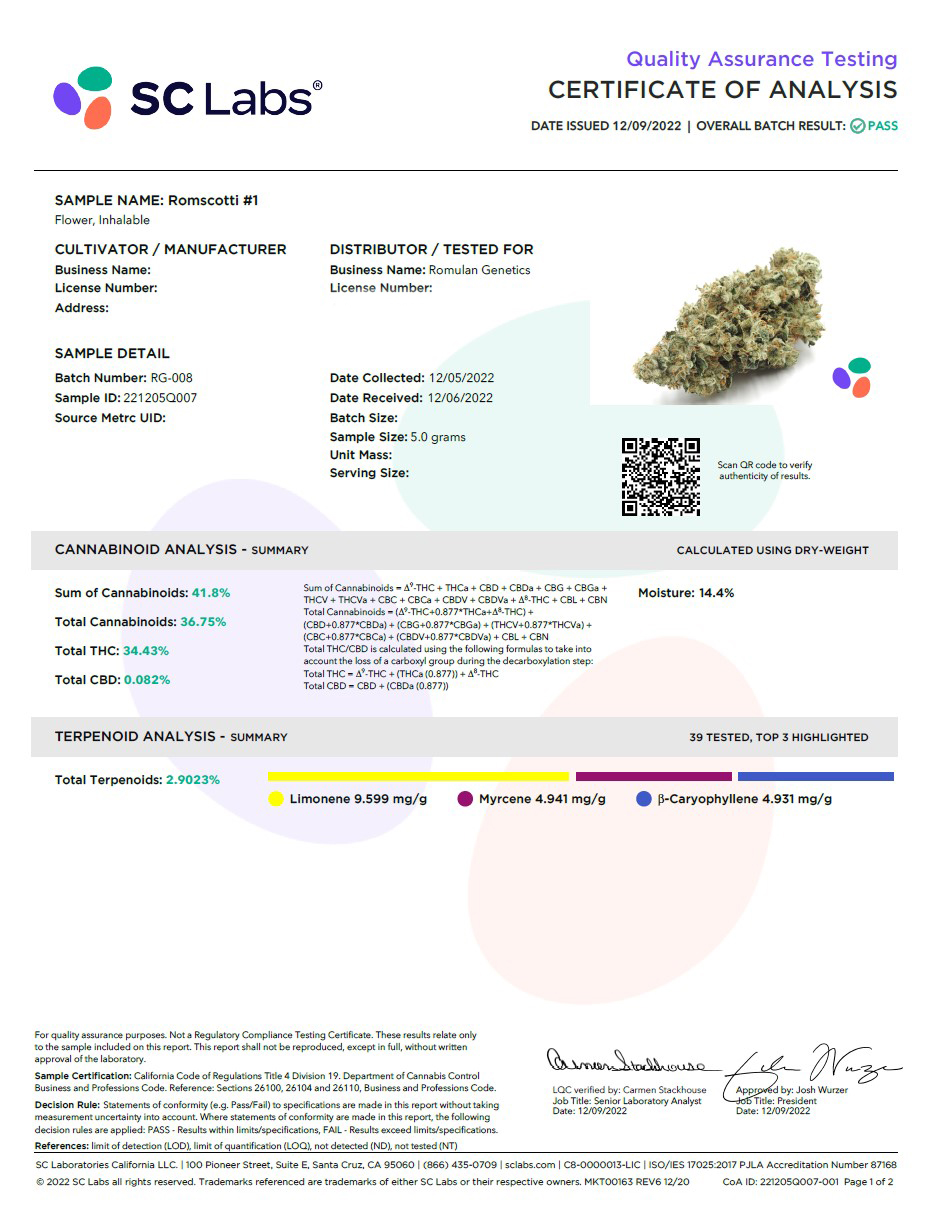 Romscotti F1 (Romulan x Biscotti) 6 Feminized Seeds - Image 9